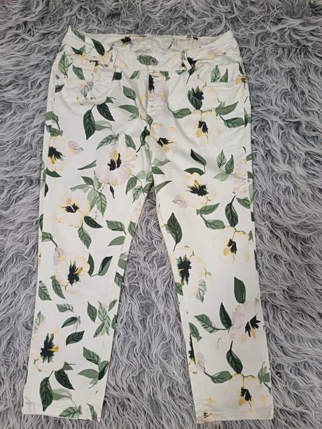 Dámske kvetinové nohavice, denim,42