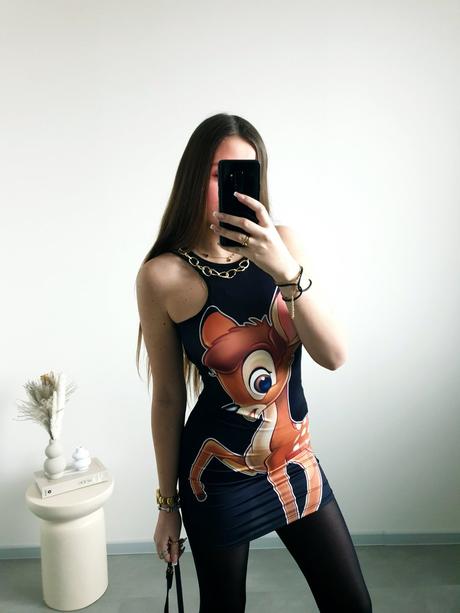 Extravagantné šaty bambi s/m, s