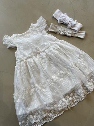 Slavnostné biele šaty a 2 čelenky, sinsay,74