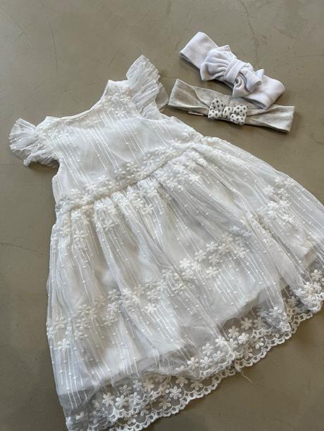 Slavnostné biele šaty a 2 čelenky, sinsay,74