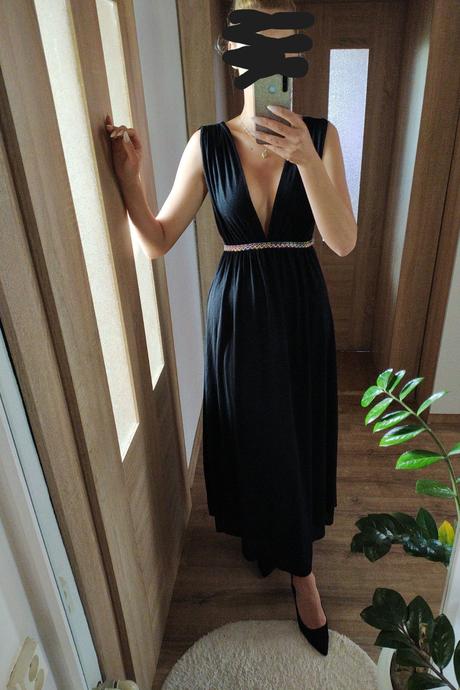 Dlhé letné šaty s výstrihom, zara,38