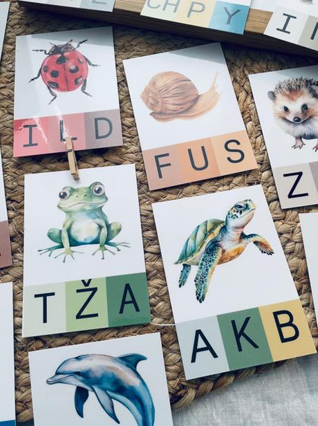 Začiatočné písmená - zvieratá, priraďovacie karty, 
