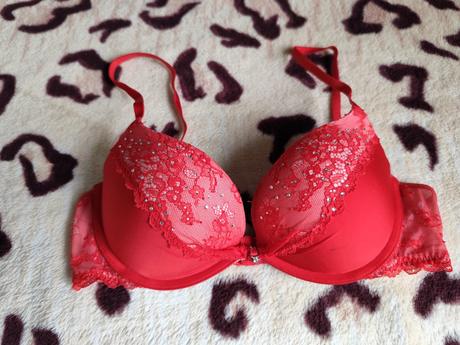 Červená podprsenka victoria secret vel.34c, stav a, victoria's secret,l