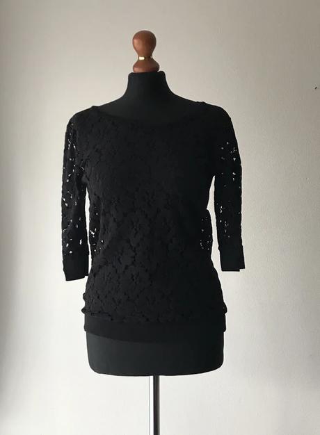 Elegantná čierna čipkovaná blúzka, new look,38