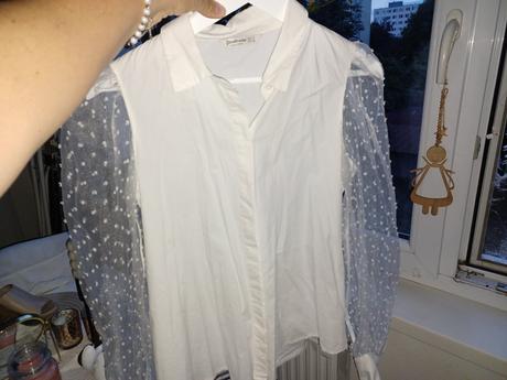 Bluzka s transparentným rukavmi, stradivarius,s