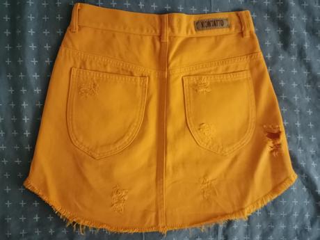 Oranžová riflova suknicka so zipsom, xs