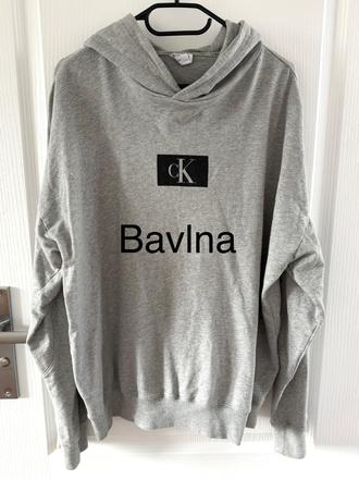 Mikina s kapucňou calvin klein sivá melír, calvin klein,l