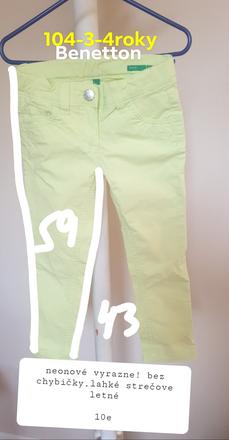 Syte neonove letne nohavice, benetton,104