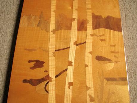 Vintage drevený obraz brezový háj,