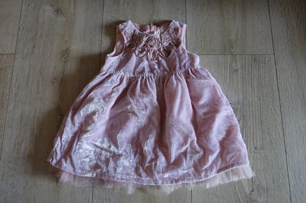 Velúrové šaty s ružičkami, h&m,80