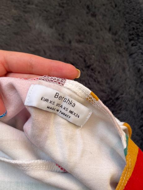 Bershka midi pruhovane farebne šaty na ramienka, bershka,xs