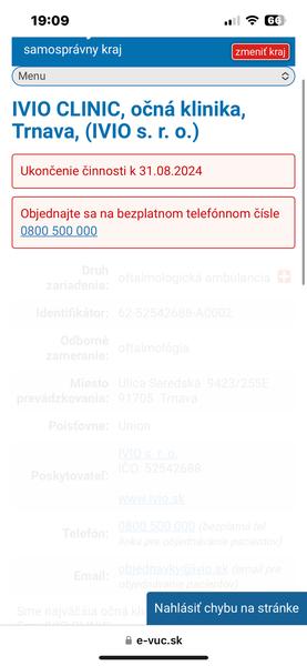 Čo sa stalo s očnou klinikou IVIO Trnava?
