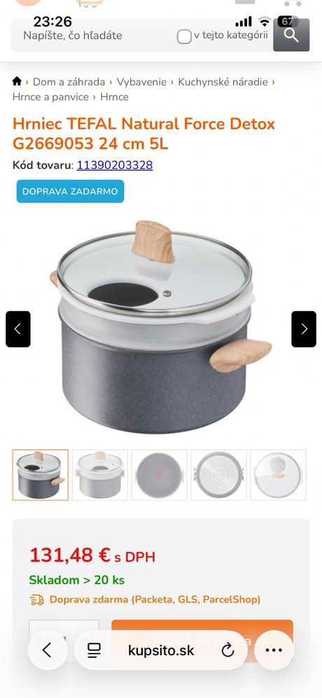 Hrniec tefal natural force detox g2669053 24 cm 5l,