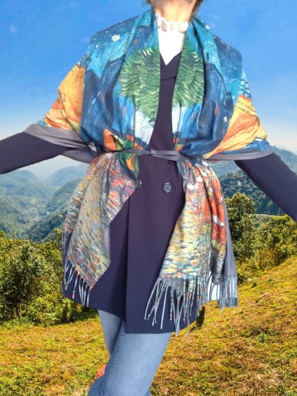 Luxusný kašmírový vincent van gogh - café terrace,