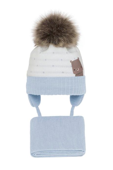 Zimná súprava pre chlapca čiapka a šál kori modrá, 38 / 40