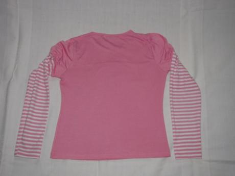 Ružová mikinka s pásikmi na rukávoch, 134