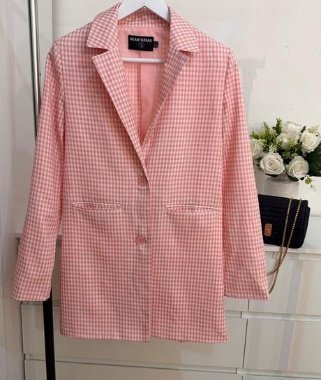 Ružové kárované sako heartbreak trendy gingham, 36
