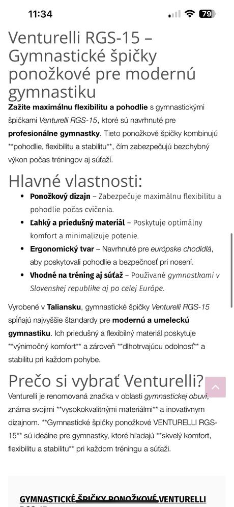 Venturelli gymnastické špičky vel. s 31-34, 34