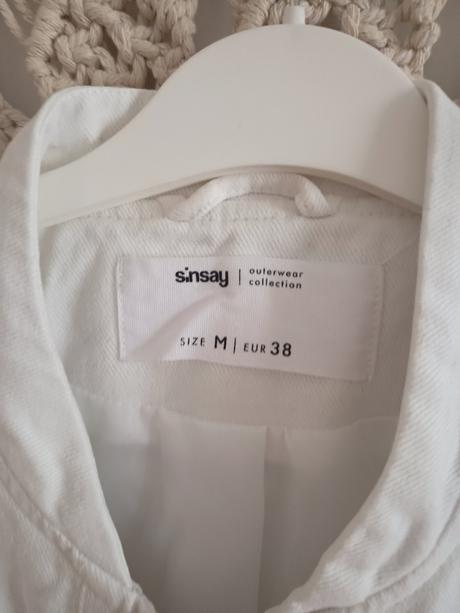 Biela bomber riflová bunda, sinsay,s