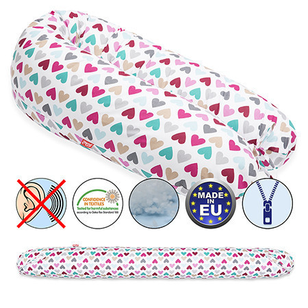 Dojčiaci vankúš - farebné srdiečka,