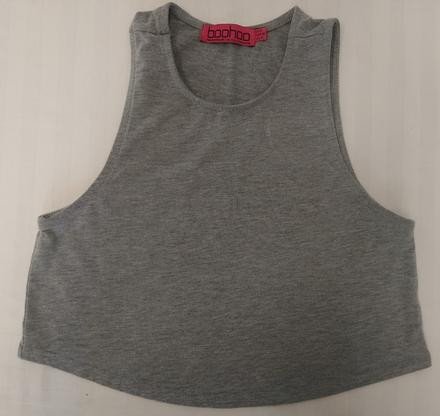 Dámsky tmavo sivý elastický crop top, boohoo, s, s