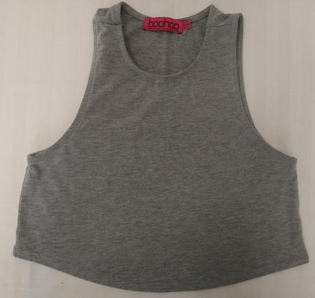Dámsky tmavo sivý elastický crop top, boohoo, s, s