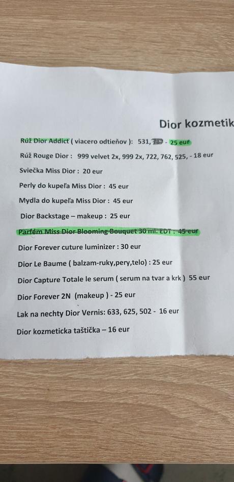 Rúž dior+kozmetika, 