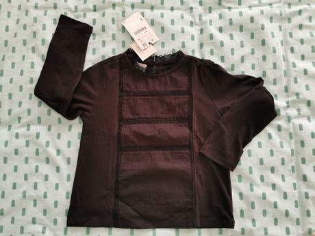 Čierny bavlnený top s čipkou zara, zara,122