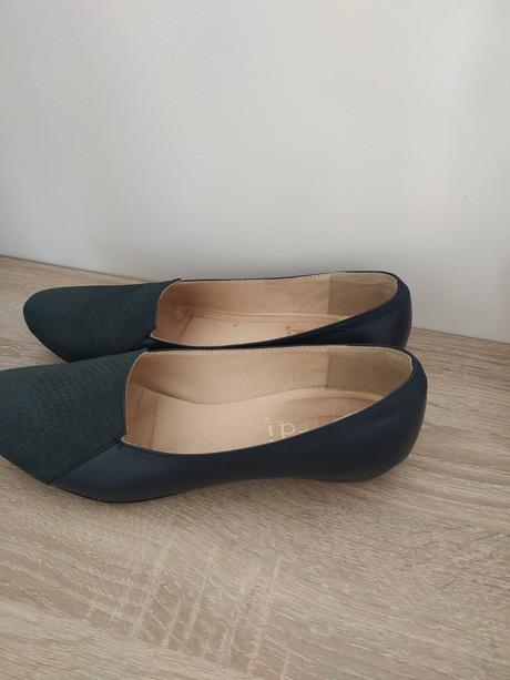 Tmavomodre kozene topanky balerinky verdi, vel. 39, 39