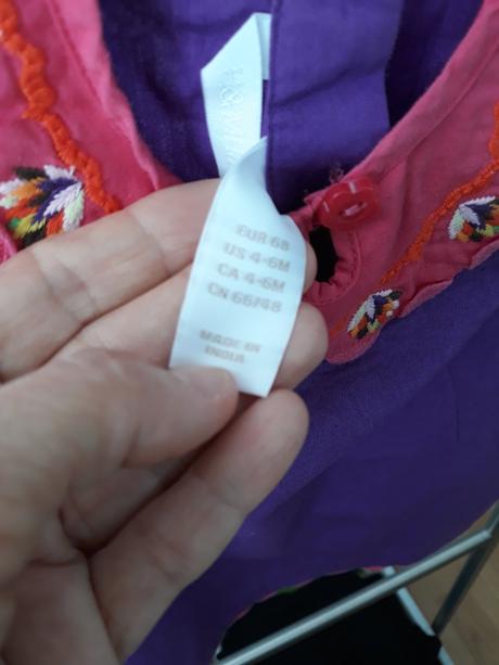 Šaty fialové s výšivkou, h&m,68