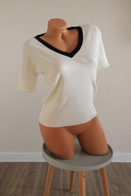 Elegantný bielo čierny top, s/m, s