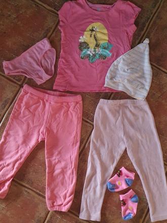 Tepláky, čiapka, tričko, ponožky,nohavičky v.86, 86–98