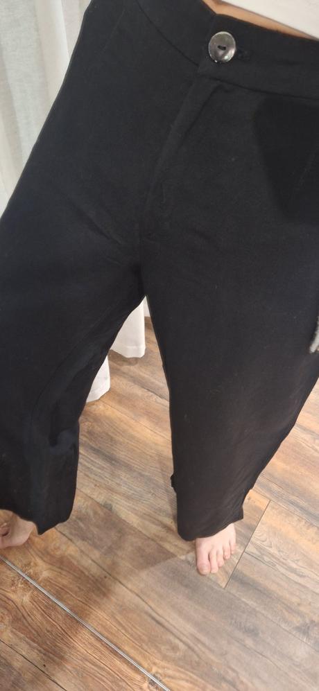 Ľanové čierne šioké nohavice h&m vel 36, h&m,36