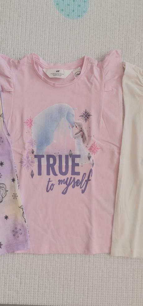 3pack tričiek frozen 110/116 nenosené, h&m,110