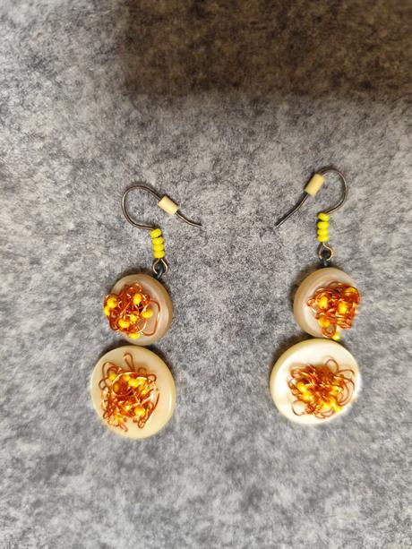 Hand made nausnice zlto oranzove,