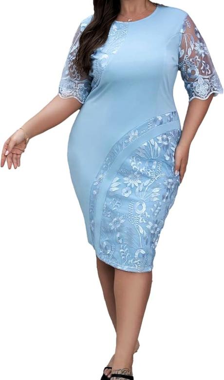 Šedo modré elastické šaty, 2xl/48, xxl