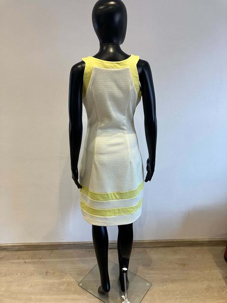 Dámske elegantné šaty žlto biele rouge (m), m