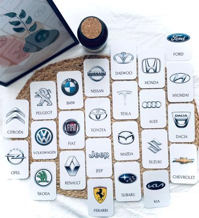 Značky áut - komunikačné a vzdelávacie kartičky, 