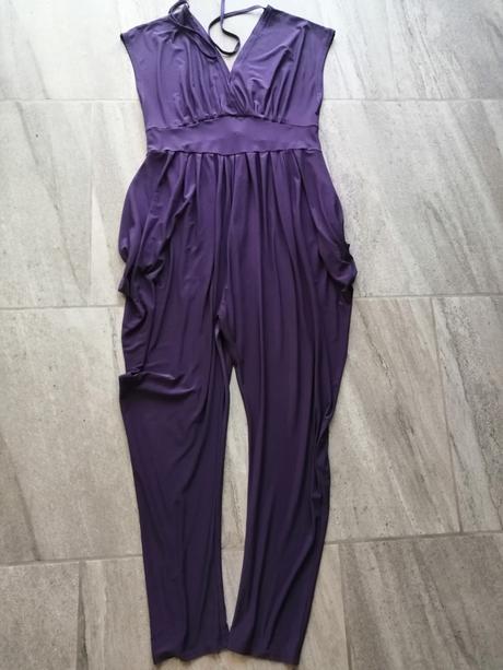 Luxus fialový overal chantall,v40,hodváb.polyester, chantall,40