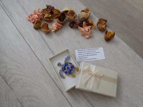 Brošňa kovová korytnačka do modra, šras,-nová, 