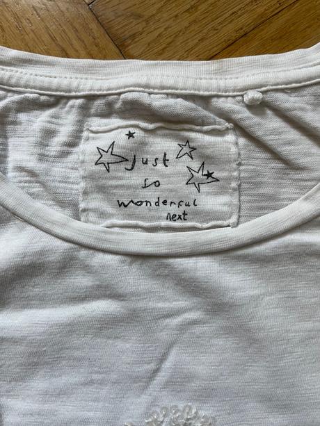 Biele tričko s flitrovanou hviezdou, next,164