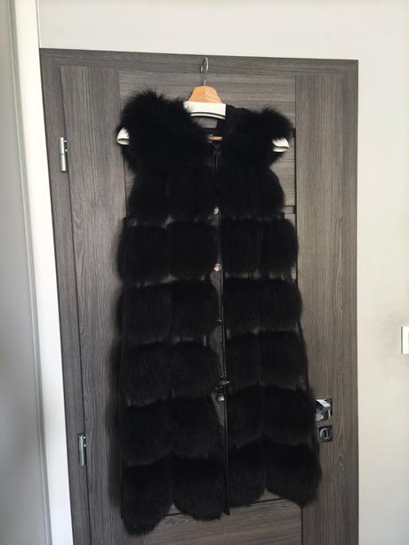 Dlha kozusinova vesta z lisky max leather, s