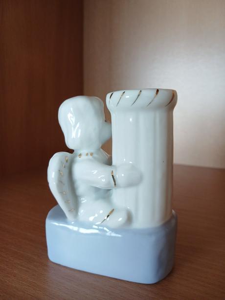 Keramický anjelik svietnik aj vázička 10x7 cm,