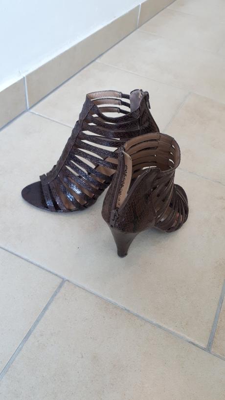 Hnedé sandále na opätku, 37