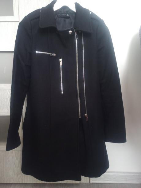 Dámsky čierny kabát, zara,s