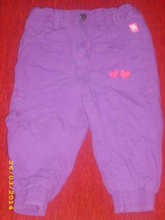 Fialové nohavice podšívané, baby,68