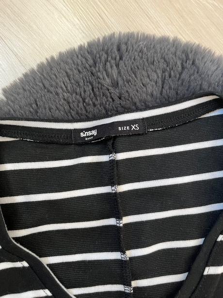 Čierno-biele pruhované šaty s dlhym rukavom sinsay, sinsay,xs