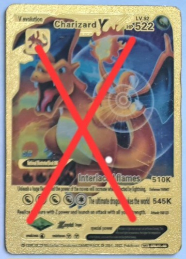 Pokémon karty zlaté plastové, 