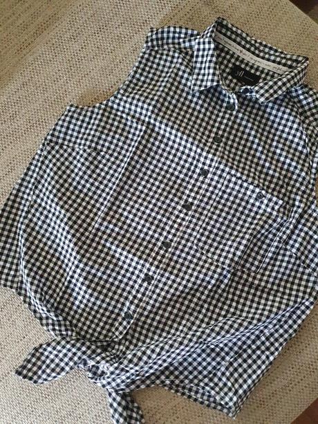 Kockovaná letná košeľa na uväzovanie veľ. 38, h&m,38