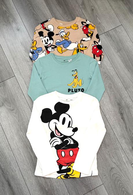 3x h&m mickey tričko 122/128, h&m,128